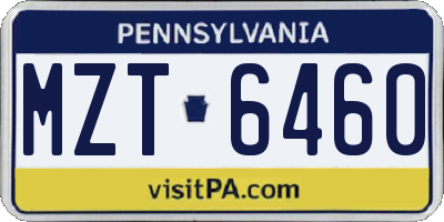 PA license plate MZT6460