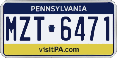 PA license plate MZT6471