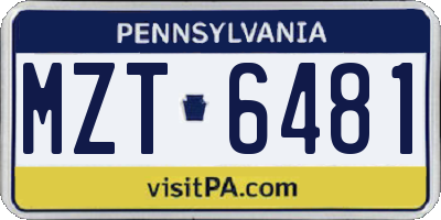 PA license plate MZT6481