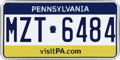 PA license plate MZT6484