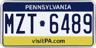 PA license plate MZT6489