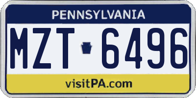 PA license plate MZT6496