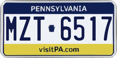 PA license plate MZT6517