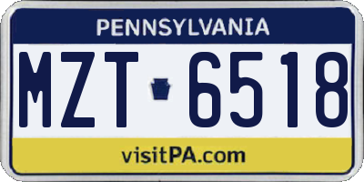 PA license plate MZT6518
