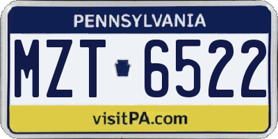 PA license plate MZT6522