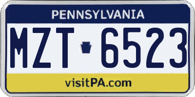 PA license plate MZT6523