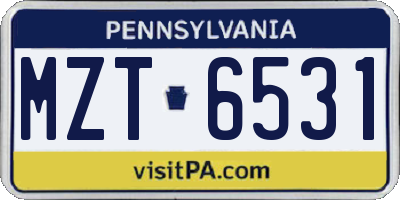 PA license plate MZT6531