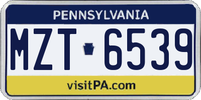 PA license plate MZT6539