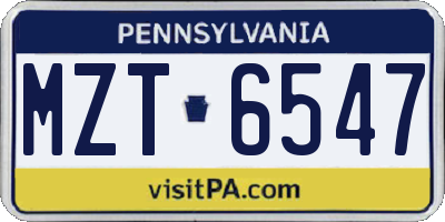 PA license plate MZT6547