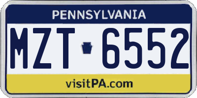 PA license plate MZT6552
