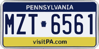 PA license plate MZT6561