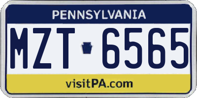 PA license plate MZT6565