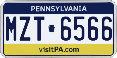 PA license plate MZT6566