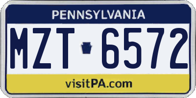 PA license plate MZT6572