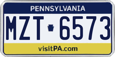 PA license plate MZT6573