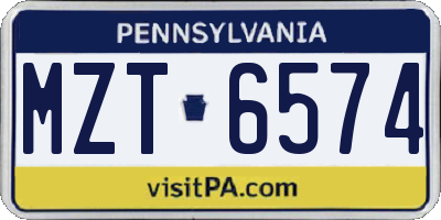 PA license plate MZT6574