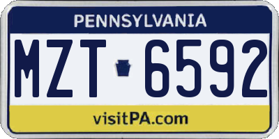 PA license plate MZT6592