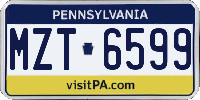 PA license plate MZT6599
