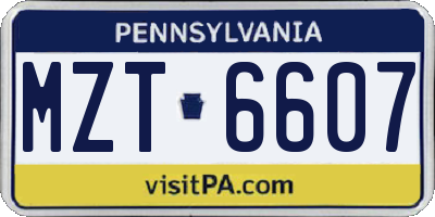 PA license plate MZT6607