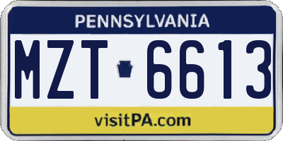 PA license plate MZT6613