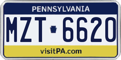 PA license plate MZT6620