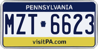 PA license plate MZT6623