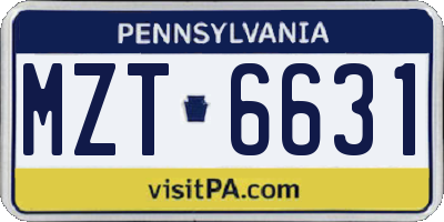 PA license plate MZT6631