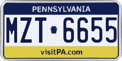 PA license plate MZT6655