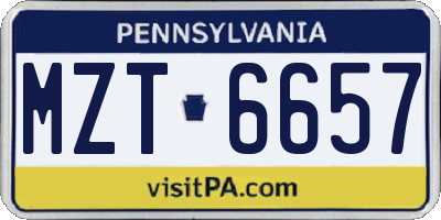PA license plate MZT6657