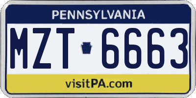 PA license plate MZT6663