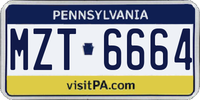 PA license plate MZT6664