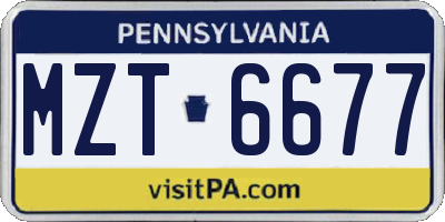 PA license plate MZT6677