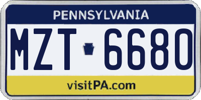 PA license plate MZT6680