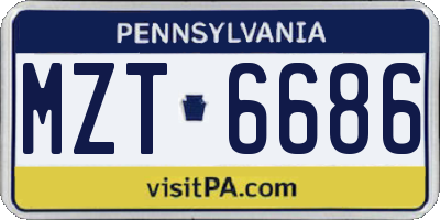 PA license plate MZT6686