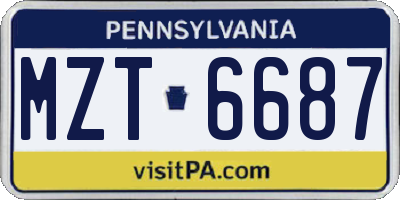 PA license plate MZT6687