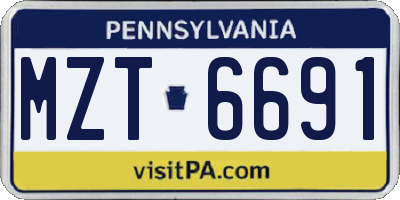 PA license plate MZT6691