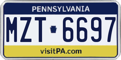 PA license plate MZT6697