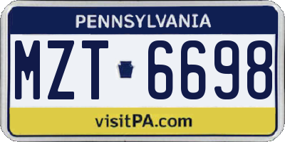 PA license plate MZT6698