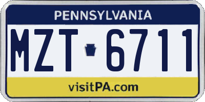 PA license plate MZT6711
