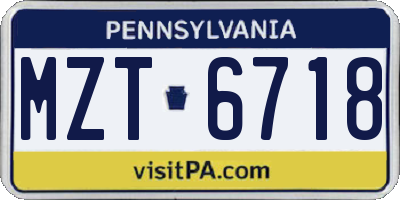 PA license plate MZT6718