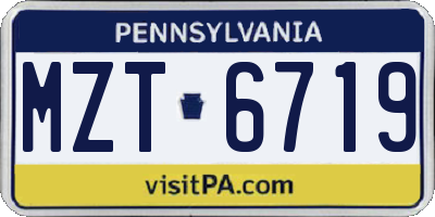 PA license plate MZT6719