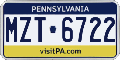 PA license plate MZT6722