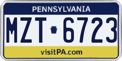 PA license plate MZT6723
