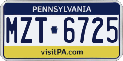 PA license plate MZT6725