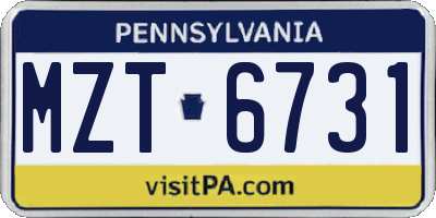 PA license plate MZT6731