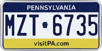PA license plate MZT6735