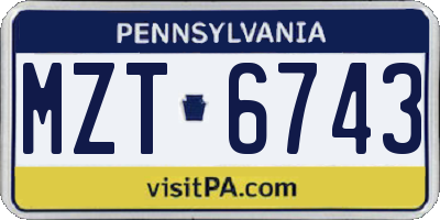 PA license plate MZT6743