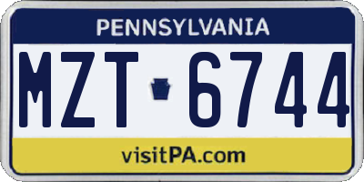 PA license plate MZT6744