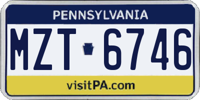 PA license plate MZT6746