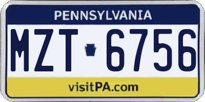 PA license plate MZT6756
